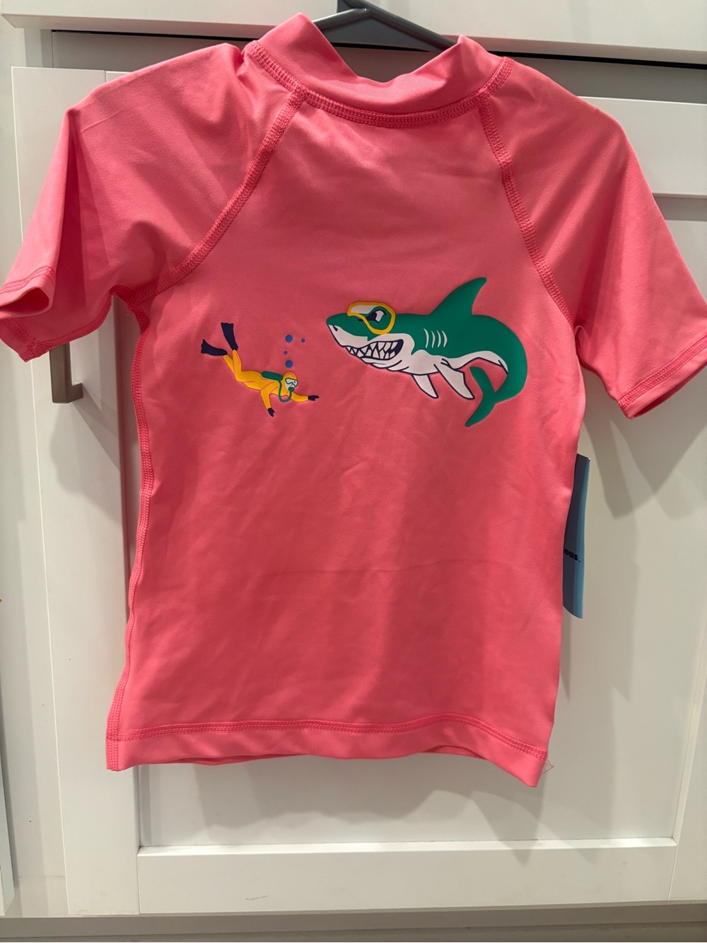 Boy's Pink Shark Graphic Rashguard Swim Top